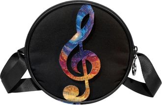 Generic Circle Crossbody Bag for Women, Galaxy Note Small Sling Bag Daypack with Zipper Adjustable Shoulder Straps Casual Ladies Girls Round Purse