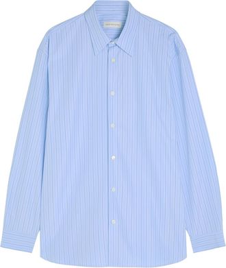 Dries Van Noten Croom Pinstriped Cotton-poplin Shirt - Light Blue - XL