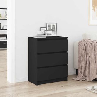 vidaXL Aparador De Madera Contrachapada Negro 60x35x76 Cm Vidaxl