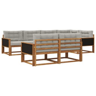 vidaXL Conjunto De Sof&aacute;s De Exterior 7 Pcs Natural Y Gris Claro Vidaxl