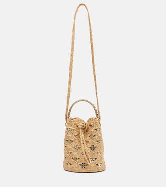 Paco Rabanne Embellished raffia tote bag