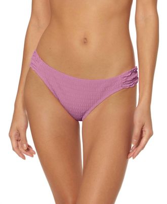 Jessica Simpson Smocked Hipster Bikini Bottoms In Rose Dust