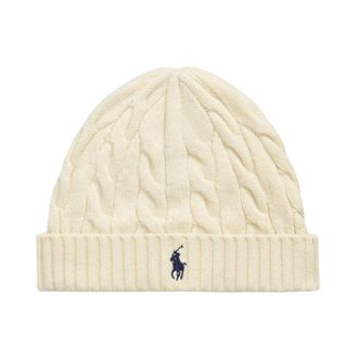 Polo Ralph Lauren Cable-Knit Wol-Kasjmier Muts - Heren - Accessoires - Beige - Maat: ONE Size Wol