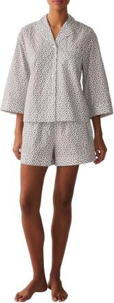 Petite Plume Olivia Cotton Poplin Short Pajamas in White at Nordstrom, Size X-Large