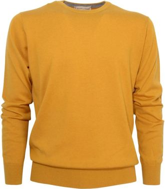 Cashmere Company Jersey 151 - Heren - Ronde hals truien - Geel - 3XL - Wol - Truien & Vesten