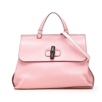 Gucci Pre-owned Gucci Medium Leather Bamboo Daily Satchel Ladies 392013 213048