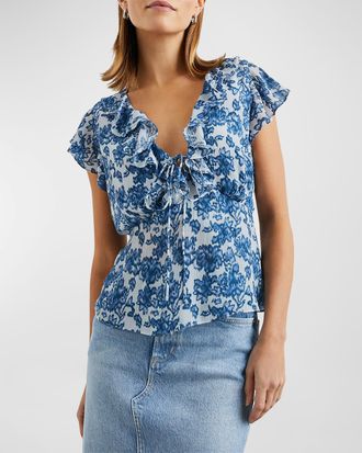 Rails Chambray Floral Carmine Blouse