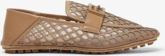 Fendi FF Baguette Perforated Leather Driving Loafers, Brand Size 40 ( US Size 9.5 )