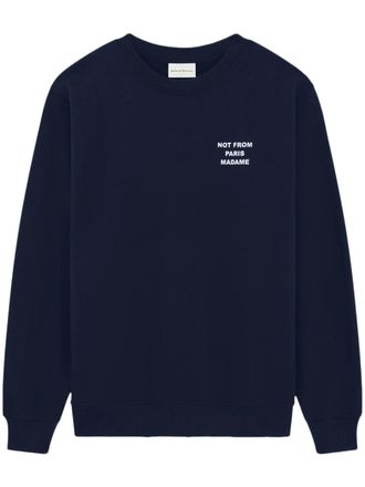 Dr&ocirc;le de Monsieur Navy Blue Slogan Sweatshirt with Classic Crew Neck