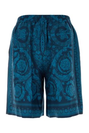 Versace 10024761a13557 5uh90 Petrolbluetonal Exterior: Silk Bermuda Short
