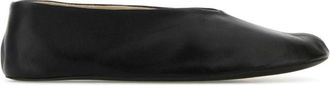 The Row Black Leather Ballet Flats