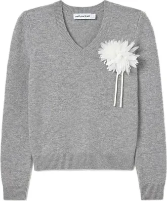 Self Portrait Flower Wool Jumper