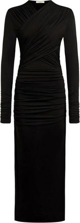 12 Storeez Abito midi con scollo drappeggiato - Nero