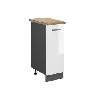 Vicco Armario De Farmacia R-line, Blanco Alto Brillo, 30 Cm, Et Roble