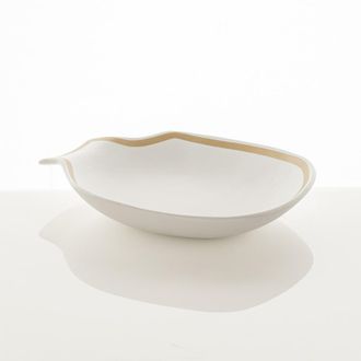 Oresteluchetta Vaciabolsillos cer&aacute;mica blanca y dorada 6.5x35x31 cm