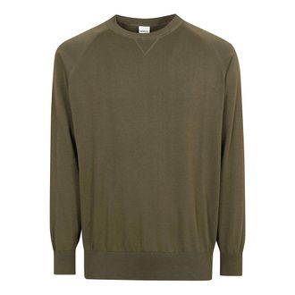 Aspesi Round-neck Knitwear, male, Green, Size: XL Cotton Crewneck Sweater