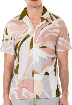 Original Paperbacks Rio Floral Short Sleeve Shirt In Cream/mauve