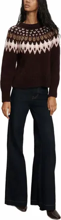 Veronica Beard Anne Fairisle Pullover Sweater In Raisin