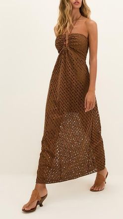 Vix Melina Halter Cotton Cover-Up Dress in Brown at Nordstrom, Size X-Small