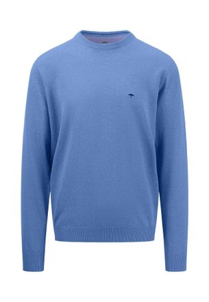 Fynch-Hatton Fine Knit Pullover with O-Neck 100% Cotton, Crystal blue, L