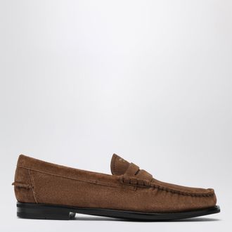 Prada Mocassini in pelle scamosciata effetto invecchiato color cacao