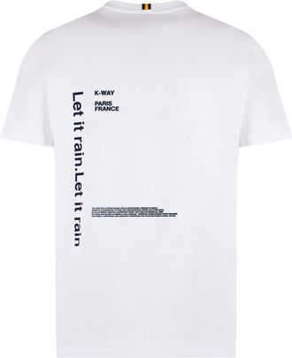 K-Way Mens Cotton Crew-Neck T-Shirt White T-Shirts And Polos