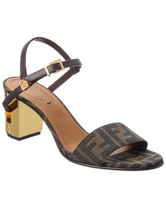 Fendi Fendi Delfina Ff Jacquard & Leather Sandal