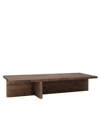 Deco Wood Mesa de centro de madera maciza en acabado nogal 123,5x27cm