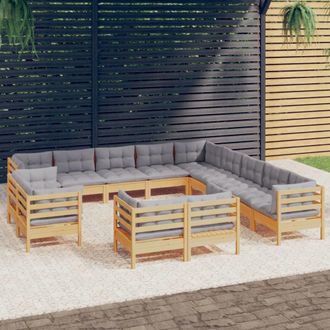 vidaXL Juego De Muebles De Jard&iacute;n 13 Pzas Y Cojines Madera Maciza Pino Vidaxl