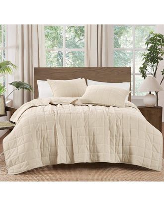 Brooklyn Loom Matte Cotton Velvet Channel Stitch Quilt Set