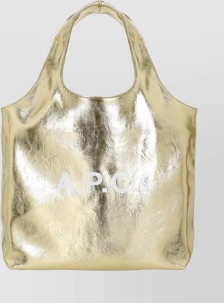 A.P.C. metallic finish tote bag logo