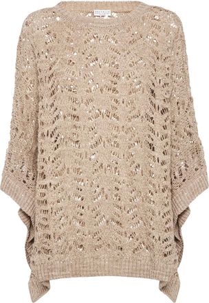 Brunello Cucinelli Poncho Foliage Lace - Toni neutri