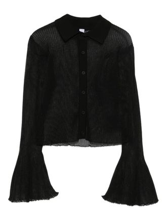 CFCL pleated bell-sleeve top - women - Polyester/Recycled Polyester/Nylon/Cupro - 1 - Black