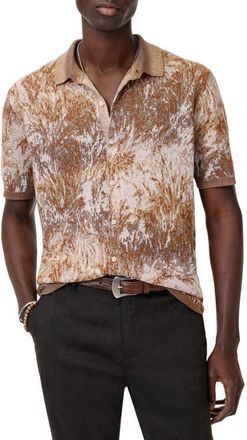 John Varvatos Demonte Short Sleeve Cardigan in Fossil Grey at Nordstrom, Size X-Small