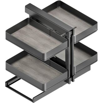 Emuca Emuca Sistema angolare articolato estraibile Harmony per mobile da cucina, Destra/Sinistra, Acciaio e Legno, Grigio antracite