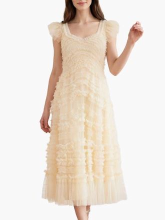 Needle & Thread Amara Backless Dress in Lemon Sorbet at Nordstrom, Size 16