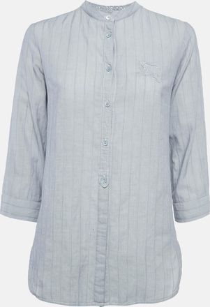 Burberry Grey Pinstripe Button Front Blouse S
