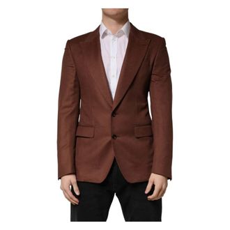 Dolce & Gabbana Brown Cashmere Single Breasted Jacket Blazer - male - Dolce & Gabbana - Blazers - Brown - M - Jackets