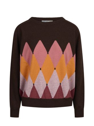 Ballantyne Multicolor Argyle Cashmere Crew-Neck Sweater