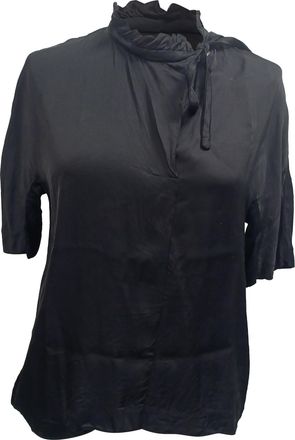 Sandro Sandro Ruffled Neck Blauw in Zwart Viscose