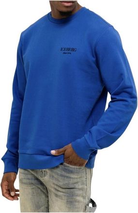 Iceberg Kobaltblauwe Sweater met Kleine Branding - Heren - Sweatshirts - Blauw - S - Hoodies & sweatvesten