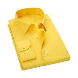 Generic Mens Business Shirts Button Down Blouse Shirt Men Mens Fashion Spring Summer Casual Long Sleeve Lapel Breasted Solid Color Shirt Top Mens Double Cuff 