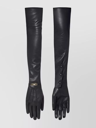 Elisabetta Franchi long smooth gloves button detail