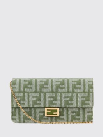 Fendi Borsa Wallet On Chain Baguette in misto cotone con monogram FF jacquard