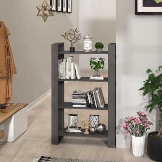 vidaXL Vidaxl - Libreria/Divisorio Grigio 80x35x125 cm Legno Massello di Pino