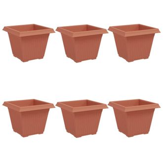 vidaXL Maceta Cuadrada Para Flores 6 Pcs Rojo Ladrillo 38 X 38 X 30 Cm Vidaxl
