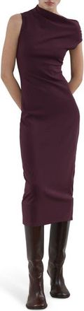Mango Asymmetric Midi Sheath Dress in Burgundy at Nordstrom, Size 6