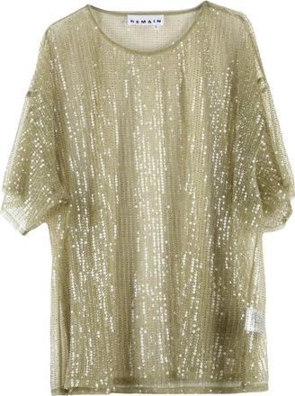 Remain Green Polyester Womens Sequin Blouse