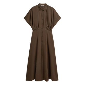 Summum Abito Camicia in Twill Leggero con Bottoni - - Dresses - Donna - Marrone - S
