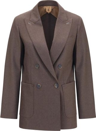 Max Mara Brown Solid Notched Lapel Blazer